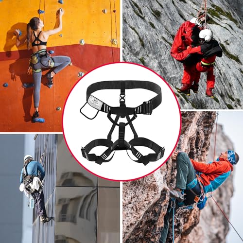 NewDoar Climbing Harness, Mountaineering Rock Climbing Harness, Half Body Harness for Rappelling Fire Rescuing Tree Climbing - color: Black 2