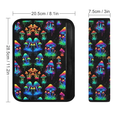2 Pack Mushroom Graffiti Car Seat Straps Shoulder Pads Universal Fit Neck Strap Covers for Adults and Children, All Vehicles, Pressure Relief - color: Pattern 591