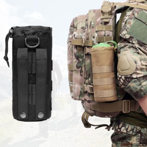 TRIWONDER Tactical MOLLE Water Bottle Pouch H2O Hydration Carrier, Military Bottle Holder Molle Drink Holder Travel Water Bottle Bag for Backpack Camping Outdoor - color: 03 Black