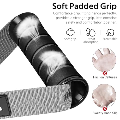 Exercise Handles, Cable Machine Handles for Gym Cable Attachments Training | 2 Pack Heavy Duty Handle with Non Slip Grip for Cable Machines, Pull Down Workouts, Resistance Bands and Home Gym Equipment - color: Grey