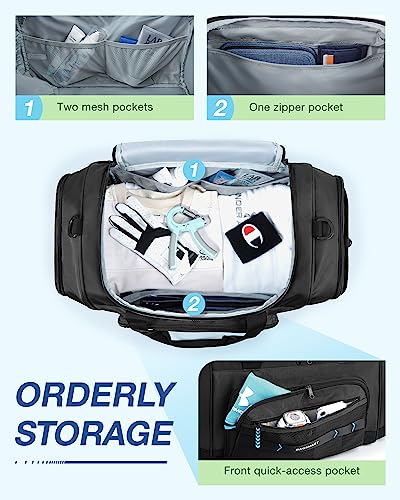 BAGSMART 4-IN-1 Gym Bag for Women Men, TSA Duffle Bag for Travel | With Shoe Compartment & Wet Pocket, 22L/30L/38L Tactical Backpack with 40oz Water Bottle Holder, Lightweight, Water-resistant - color: Kakhi