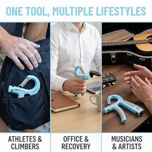 Queenrain Adjustable Hand Grip Strengthener with Counter, 10-100KG Adjustable Wrist & Forearm Exerciser for Athletes, Rock Climbing, Guitar, Physical Therapy, Compact Grip Strengthener for Home, Office, Travel