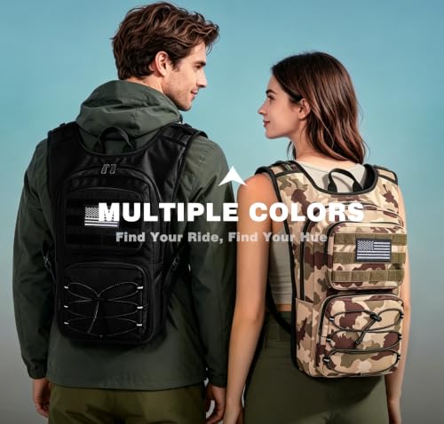 Hydration Backpack, Tactical Molle Water with 3L TPU Water Bladder | Lightweight Military Hydration Daypack for Hiking, Running, Cycling, Climbing, Biking, 105 oz, Breathable Back Panel - color: Black