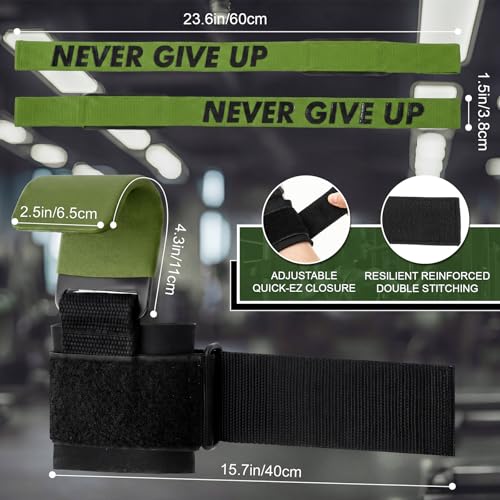 Weight Lifting Hooks & Wrist Straps Set Adjustable Wrist Wraps 2 in 1 Lifting Hooks with Anti-Slip Grip for Weightlifting, Deadlifts, Powerlifting, Gym Straps for Men and Women - color: Green