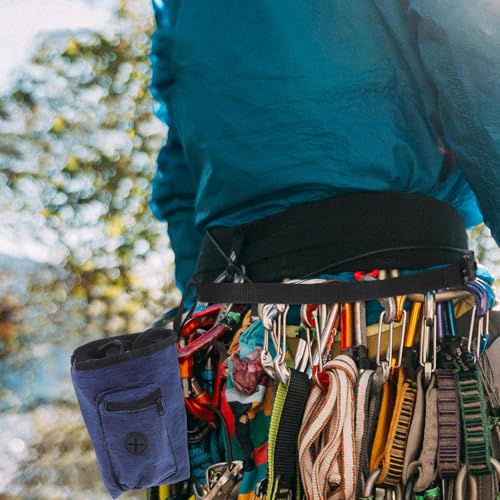 Yardwe Rock Climbing Chalk Bag with Zippered Storage, Non-Slip Chalk Holder Waist Pouch in Navy Blue for Bouldering and Outdoor Climbing Gear