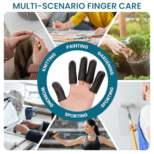Povihome Finger Cots Protectors - Moisturizing Thumb and Finger Covers - Thickend Version - Elastic Cracked Silicone Finger Sleeves to Protect Cracked, Peel Finger and Other Finger Pain (Black, 20PCS) - color: Black, size: Medium (20PCS)