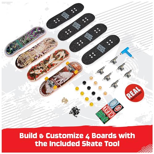 TECH DECK Real Skateboards Ultra DLX Customizable Fingerboards 4-Pack | Customize 4 Boards, Stickers & Grip Tape, Authentic Details, Fidget Skateboard Toy Gifts for Kids & Collectors Ages 6+ - style: 4-pack Boards (v2)
