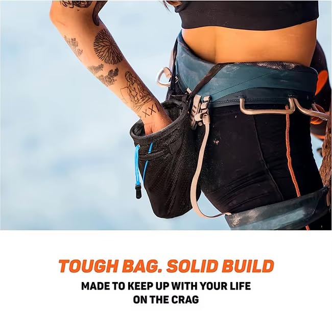Chalk Bag for Rock Climbing with Quick-Clip Belt, Large Zippered Pockets & Brush Holder - Weight Lifting, Gym, Bouldering, Disc Golf, Wall Climbing Gear Accessories