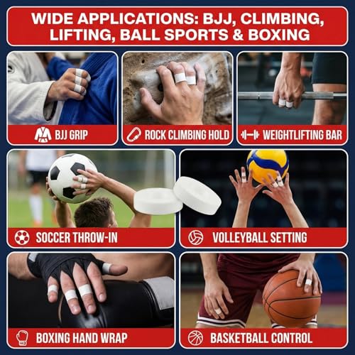 YINTTIAN Finger Tape 0.5in × 32ft Athletic Tape for Fingers No Residue | White Finger Sports Tape for BJJ, Rock Climbing, Weightlifting, Football, Basketball, Volleyball, Pack of 3