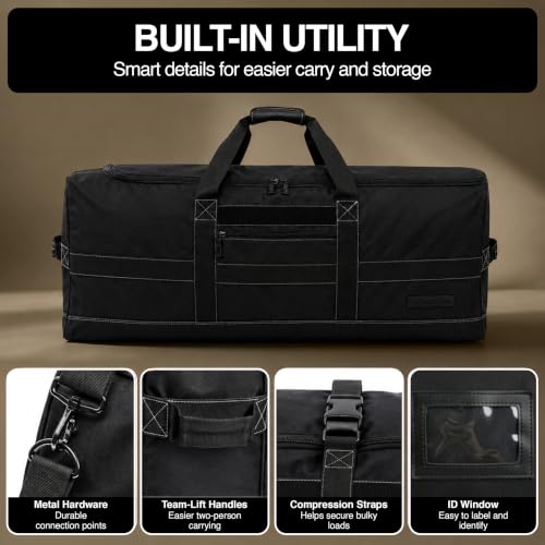 Tufformation 132L 36" Heavy Duty Extra Large Duffle | Upgrade Zipper with Durable and Water Resistant, Camping Bag, Travel Storage, Tent Storage, Sports Equipment Bag for Coaches