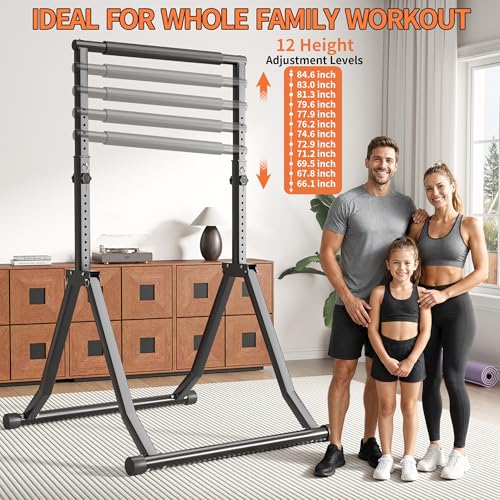 Foldable Pull Up Bar Station 66.1''-84.6'' Power Tower - color: 66"-85"