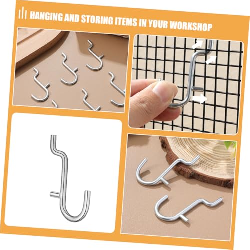 10pcs Heavy-Duty Stainless Steel Pegboard Hooks Hanging Board Rack Organizers for Garage Kitchen Workshop Storage Sleek Modern Design for Versatile Tool Display and Space Saving