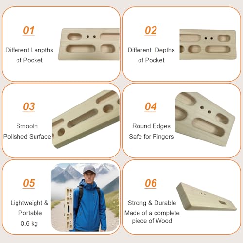 Climbing Hangboard Rock Climbing Training as Climbing Fingerboard with Jugs, Slopes and Edges, Pockets as Door Mounted Training Station Rock Climbing Pull Up Bar