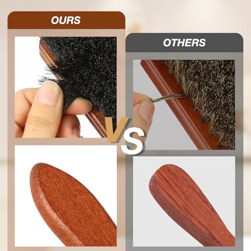 4Pcs Shoe Brush, Premium Horse Hair Brush for Leather, Professional Shoe Polish Brush, Long-Lasting Shoe Cleaning Brush, 100 Percent Horsehair Shoe Brush Shine Kit for Cleaning and Polishing - size: 4PCS