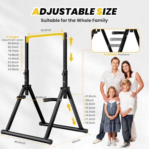 DOBESTS Power Tower Pull Up Bar Free Standing, Foldable Pull Up Station - color: Black Style 4-Yellow Bar