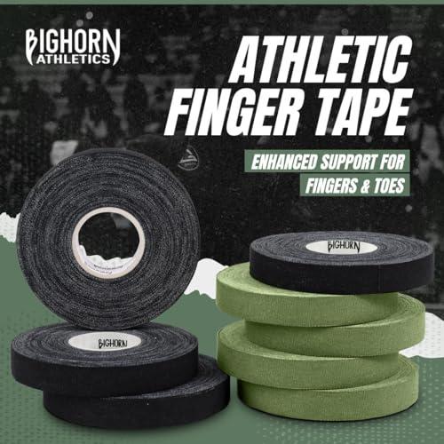 Bighorn Athletics Finger Tape, 0.5-Inch x 45-Feet, 8 Rolls, Military Green/Black - color: Military Green & Black, size: 0.5-Inch