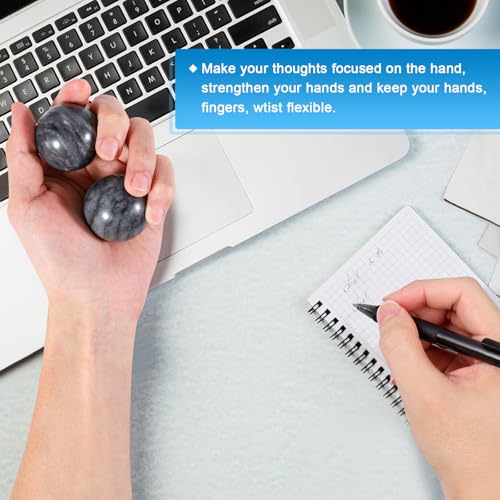 Learay 2Pcs Baoding Balls, Boading Balls for Hand Therapy, Gray, 1.57 inch | Chinese Health Exercise Massage Balls with Carry Pouch for Stress Relief Meditation Ball - color: Gray/1.57 Inch