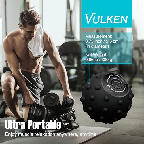 Vulken 4 Speed High Intensity Vibrating Massage Ball with USB Charging for Muscle and Deep Tissue, Plantar Fasciitis Pain Relief, Myofascial Release and Trigger Point Treatment for Back, Blue - color: Blue - Usb