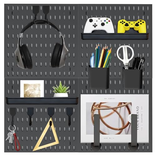 Revamp Your Space With A Versatile Pegboard Kit - Effortlessly Organize Home, Office, And Gaming Setup With Customizable Hanging Solutions (black)