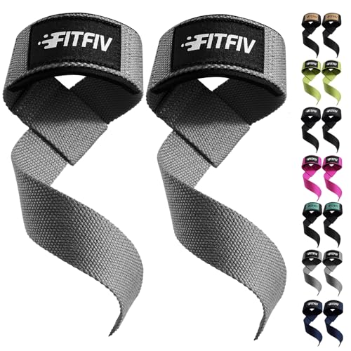 Lifting Straps for Weightlifting, Lifting Wrist Straps for Gym Strength Training, Neoprene-padded Wrist Cushion - Men & Women - color: Gray