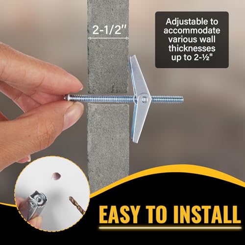 28PCS Toggle Bolts Wing Nuts Heavy Duty Hollow Wall Anchors 3 Sizes | 1/4" 3/16" 1/8" Butterfly Anchors, For Drywall Ceiling, Hang Shelves Heavy Fixtures, Metal Drywall Anchor and Screws Kit