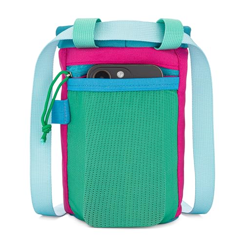 Oso Supply Co - Classic Chalk Bag for Rock Climbing, Bouldering Chalk Bag Bucket with Quick-Clip Belt, Zippered Pockets and Pouch - Perfect Indoor/Outdoor Rock Climbing Gear Equipment - color: Magenta & Teal