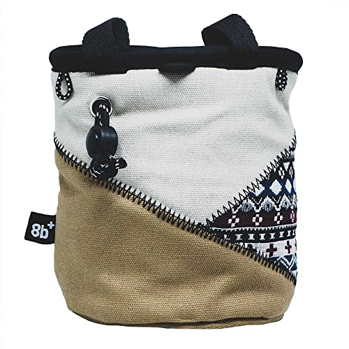 8BPLUS PROBAG - Chalk Bag for Climbing & Bouldering - Belt, Carabiner and Giftbox Included - Wide Opening - Brush Holders for Left & Right Handers - style: SAND