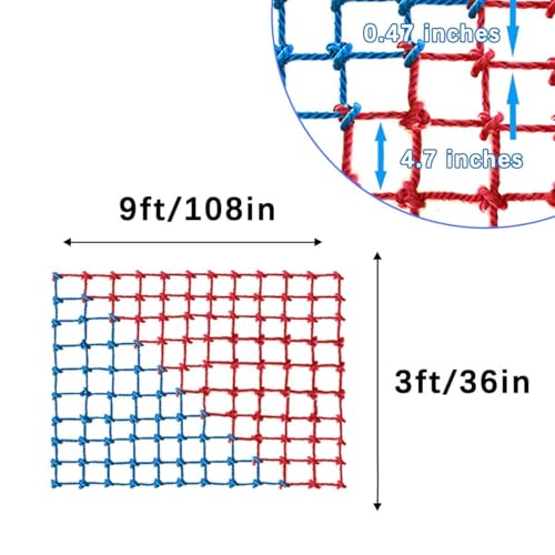 Climbing Cargo Net, Polyester Playground Climbing Net, Heavy Duty Large Military Climbing Net for Kids Outdoor, Kids Safety Protection Net, Rope Ladder, Jungle Gyms, Swingset, Treehouse - size: 3ft x 9ft