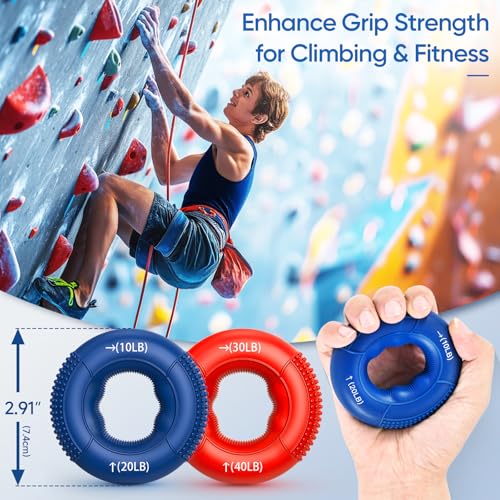 FitBeast Grip Strength Trainer Kit, 9-Piece Hand Strengthening Devices with 3 Finger Exerciser, 2 Dual-Force Forearm Strengthener, Finger Stretchers & Stress Balls for Rehab & Recovery