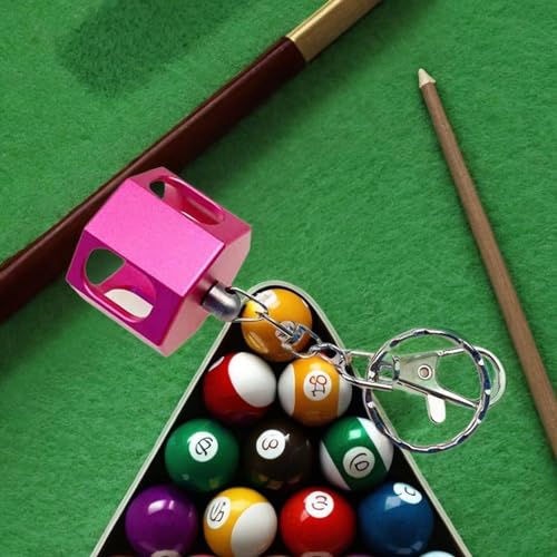 Pool Cue Chalk Holder Chalk Case with Keychain Lightweight Compact Practical Tool Chalk Boxes Chalk Pocket for Games Snooker - color: Pink
