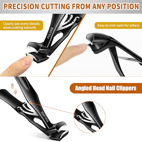 Toenail Clippers for Thick Toenails for Seniors, Angled Large Nail Clippers for Men with Catcher, Heavy Duty Toenail Clippers with Wide Opening Fingernail Clipper Nail Cutter Gifts for Men Women - style: Black Nail Clippers Set