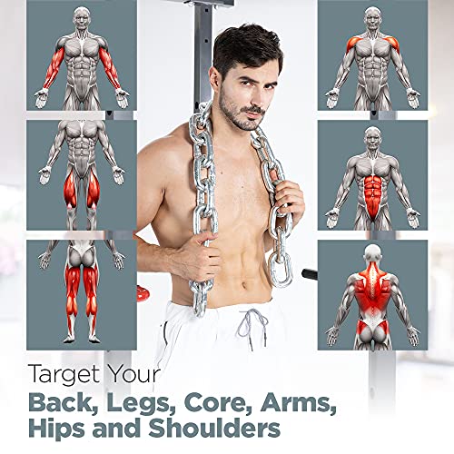 Logest Weight Lifting Chains with Collars - 1 Pair Available in 15LB 25LB 35LB 45LB Steel Workout Chains - Fitness Equipment for Deadlifts Bench Presses and More Targets Back Legs Core Weight Chains