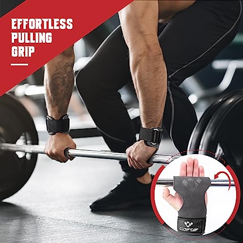 COFOF Weight Lifting Wrist Strap, Double Layer Leather Wrist Strap for Deadlift and Powerlifting, Adjustable Neoprene Padded Gym Workout Lifting Hooks (Pair) - color: Gray