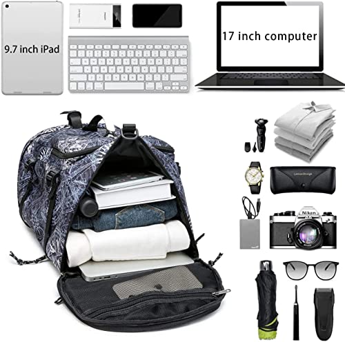 Gym Duffle Bag Waterproof black Laptop Backpack Suitable for Hiking, Fishing, Travel 40L Large Capacity Trendy Cool Lightweight Backpack for Men and Women - color: Black Circle 2