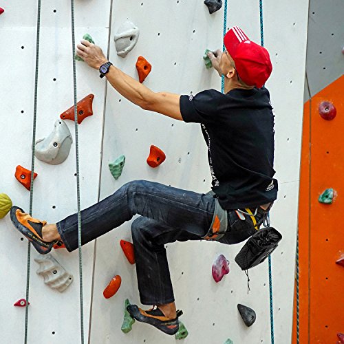 Drawstring Highend Rock Climbing Chalk Bag with a Carabiner Different Pockets for Climbing Bouldering, Gymnastics, Gym Pouch, Cross Fit and Lifting - color: Black