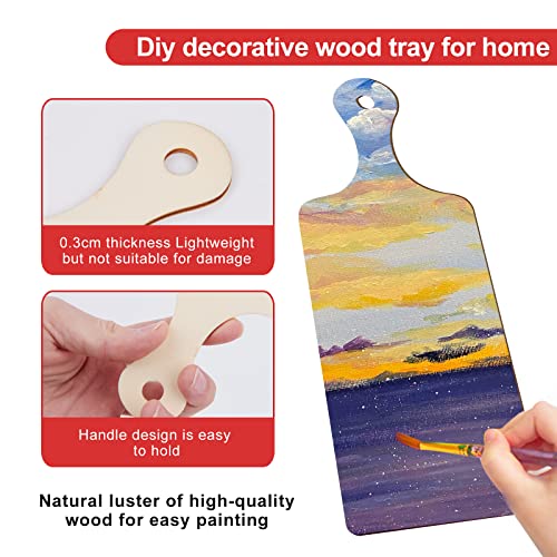 48 Pcs Mini Wooden Cutting Board With Handle Paddle Small Cheese Chopping Kitchen Board Wooden Cooking Serving Charcuterie Board For Kitchen Decor Crafts Diy (9.5 * 3.5 Inches) Natural