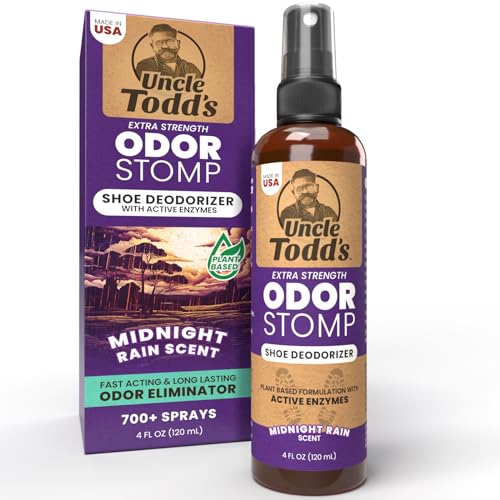 Uncle Todd's Shoe Deodorizer Spray - Proven & Powerful Enzyme Formula Spray for Shoe Odor Elimination in All Footwear (Midnight Rain) - size: 4 Fl Oz (Pack of 1)