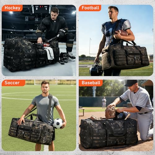 132L Extra Large Duffle Bag, Heavy Duty Sports Equipment Travel Duffel Bag | Perfect for Soccer Baseball Basketball Hockey Football Team Coaches & More - color: Black CM
