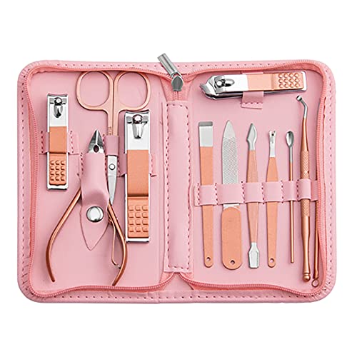 Nail Kit, Manicure Kit, Nail Care Kit for Women, Manicure Pedicure Set, Nail Clippers Toenail Clippers Kit, Professional Manicure Kit Pedicure Kit, Pink Travel Case, Set of 12. - color: Pink