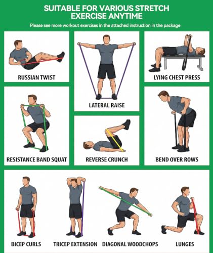 Resistance Bands for Working Out, 5-Levels Exercise Band Set, Pull Up Assistance Bands-Strength Training Physical Therapy Stretching Women Men Home Gym