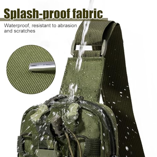 MiOYOOW Tactical Sling Bag, Waterproof Chest Pack Adjustable Crossbody Backpack for Men Women Outdoor Sports Climbing Camping - color: Khaki