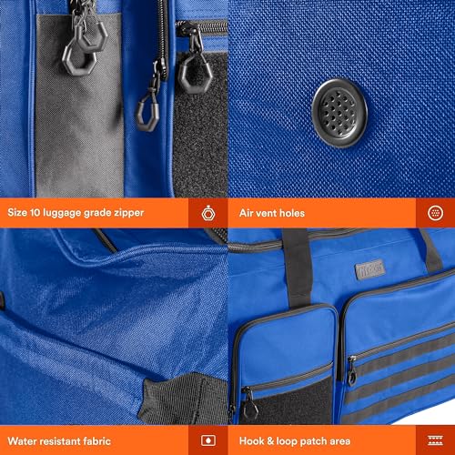 Fitdom 130L 36" Extra Large Sports Gym Equipment Travel Duffle Bag | Heavy Duty, Adjustable Shoulder Strap, 7 Compartments, Perfect for Soccer Baseball Basketball Hockey Football, Team Coaches - color: Blue