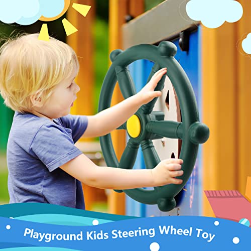 Playground Steering Wheel Plastic Pirate Ship Wheel Playground Swingset Steering Wheel Playset Accessories for Kids Outdoor Backyard Playhouse Treehouse (1, Green) - color: Green