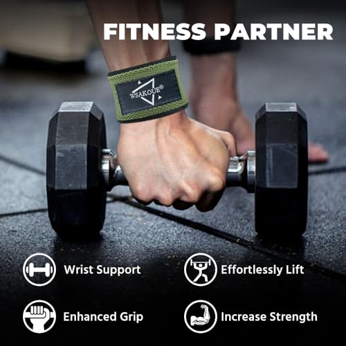 WSAKOUE Lifting Straps, Weightlifting Straps, Deadlift Straps with Padded Neoprene for Power Lifting, Bodybuilding, Gym Workout, Strength Training & Fitness Workout, Resistance - color: Army Green
