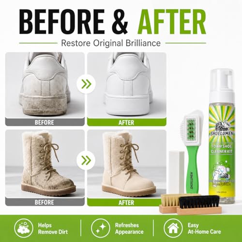 Shoe Cleaner Sneakers,8.5oz Shoe Cleaning Kit with 2 Brush,Shoe Cleaning Removes Dirt and Stain for White Shoes, - style: With Suede Cleaner Kit