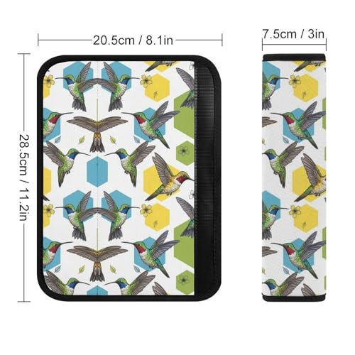 2 Piece Soft Padded Car Seat Belt Pad for Elderly Support, Stroller Pushchair High Chair, Hummingbird Bird Art Shoulder Harness Cover, Shock Absorption - color: Pattern 470