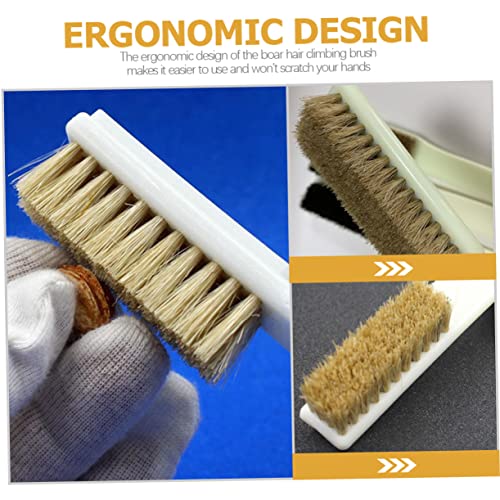 LIFKOME 2Pcs Boar Hair Climbing Brush Set for Bouldering and Rock Cleaning Sturdy Handles Outdoor Sports Cleaning Tool