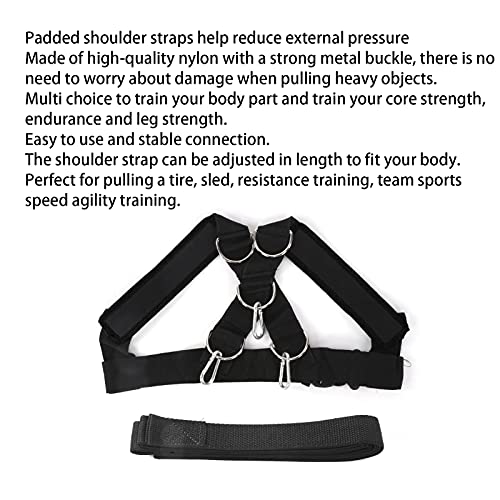 Weight Bearing Shoulder Strap, Nylon Resistances Strength Training Shoulder Bands Pulling Sled Harness Vest Bands with Pulling Strap for Football Workout - color: Black