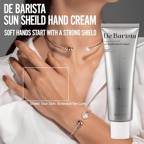 MD'S PICK De Barista Hand Cream SPF50+/PA++++, 1.76 oz, UV Protection, Fragrance-Free, Anti-Aging, Vegan, Lightweight Moisturizer for Dry Hands