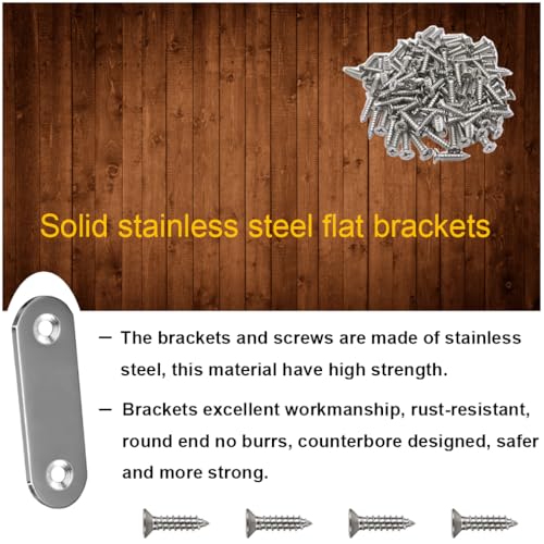 20PCS Straight Brace Brackets 2 Inch Stainless Steel Flat Mending Plates, Repair Fixing Joining Brackets for Wood Furniture with Screws - size: 1.81 inches (20 Pieces)